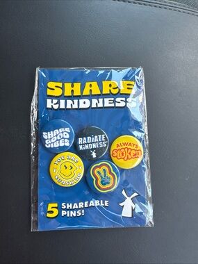 Share Kindness Blue & Yellow Positive Message Pin Set